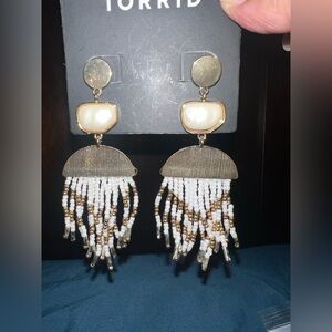Torrid Gold and Cream Fringe Earrings